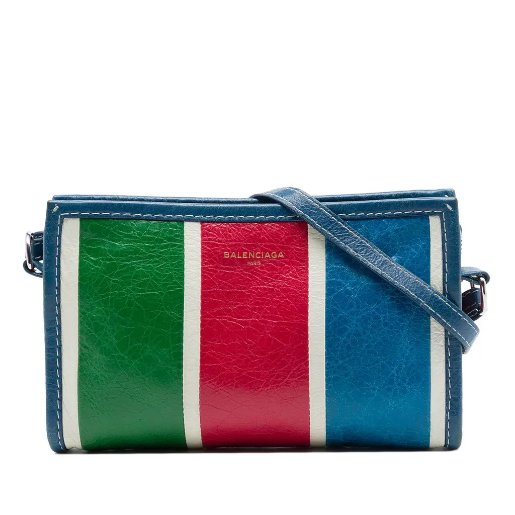 Balenciaga Lambskin Bazar Crossbody Blue Leather Very good - Front View