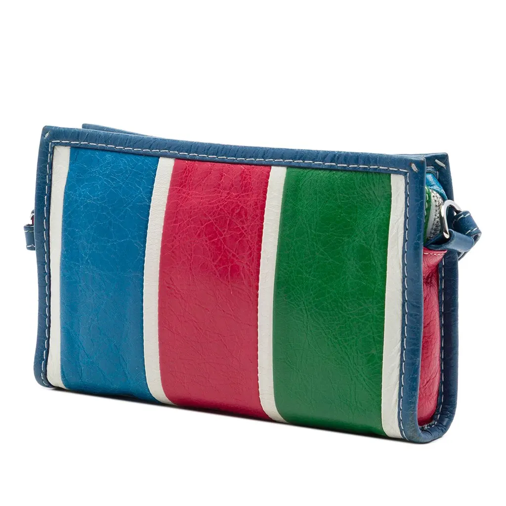 Balenciaga Lambskin Bazar Crossbody Blue Leather Very good - Back View