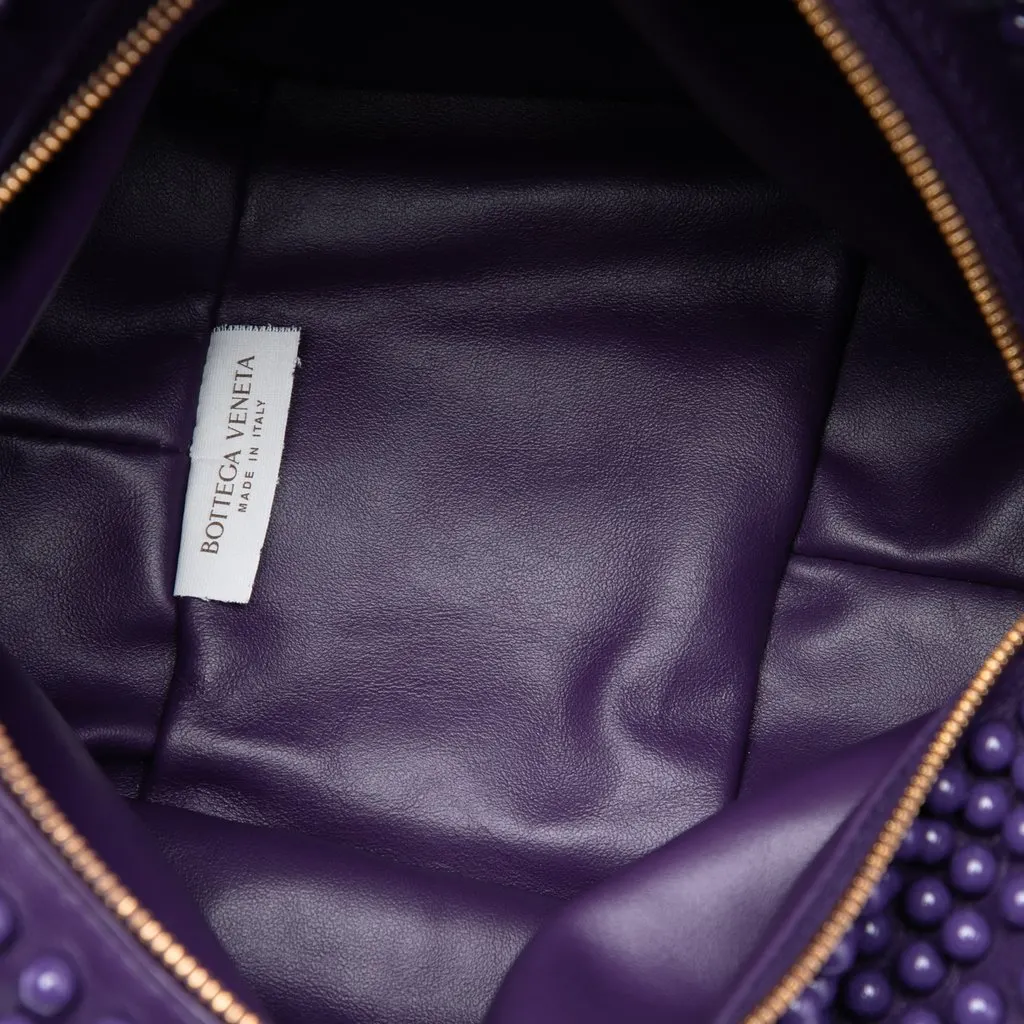 Bottega Veneta Mini Calfskin Studded Double Knot Bag Purple Leather Very good - Model View