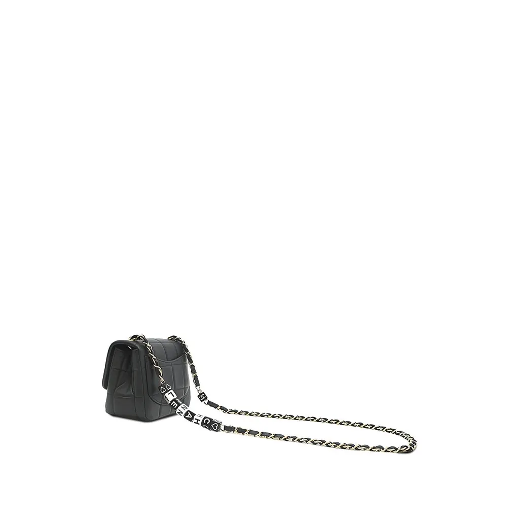 Chanel Mini Quilted Lambskin Resin Crystal Square Monacoco Flap Black Leather Good - Back View