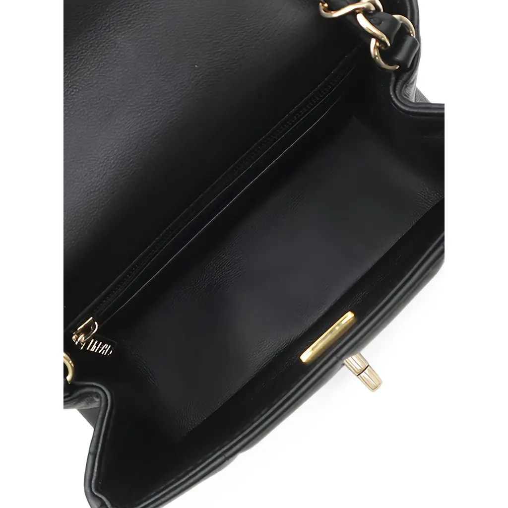 Chanel Mini Quilted Lambskin Resin Crystal Square Monacoco Flap Black Leather Good - Model View