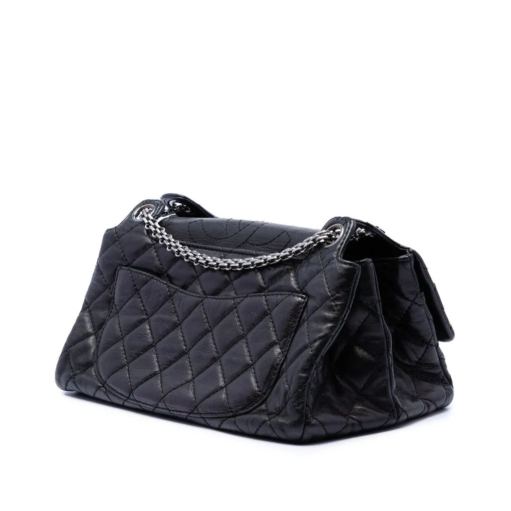 Chanel Quilted Aged Calfskin Reissue 2.55 Double Flap 226 Black Leather Very good - Back View