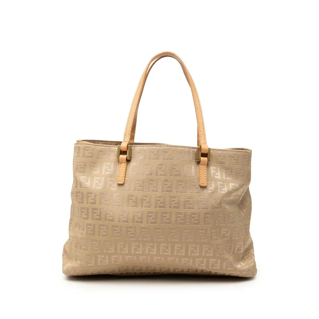 Fendi Zucchino Canvas Shopping Tote Beige Very good - Front View