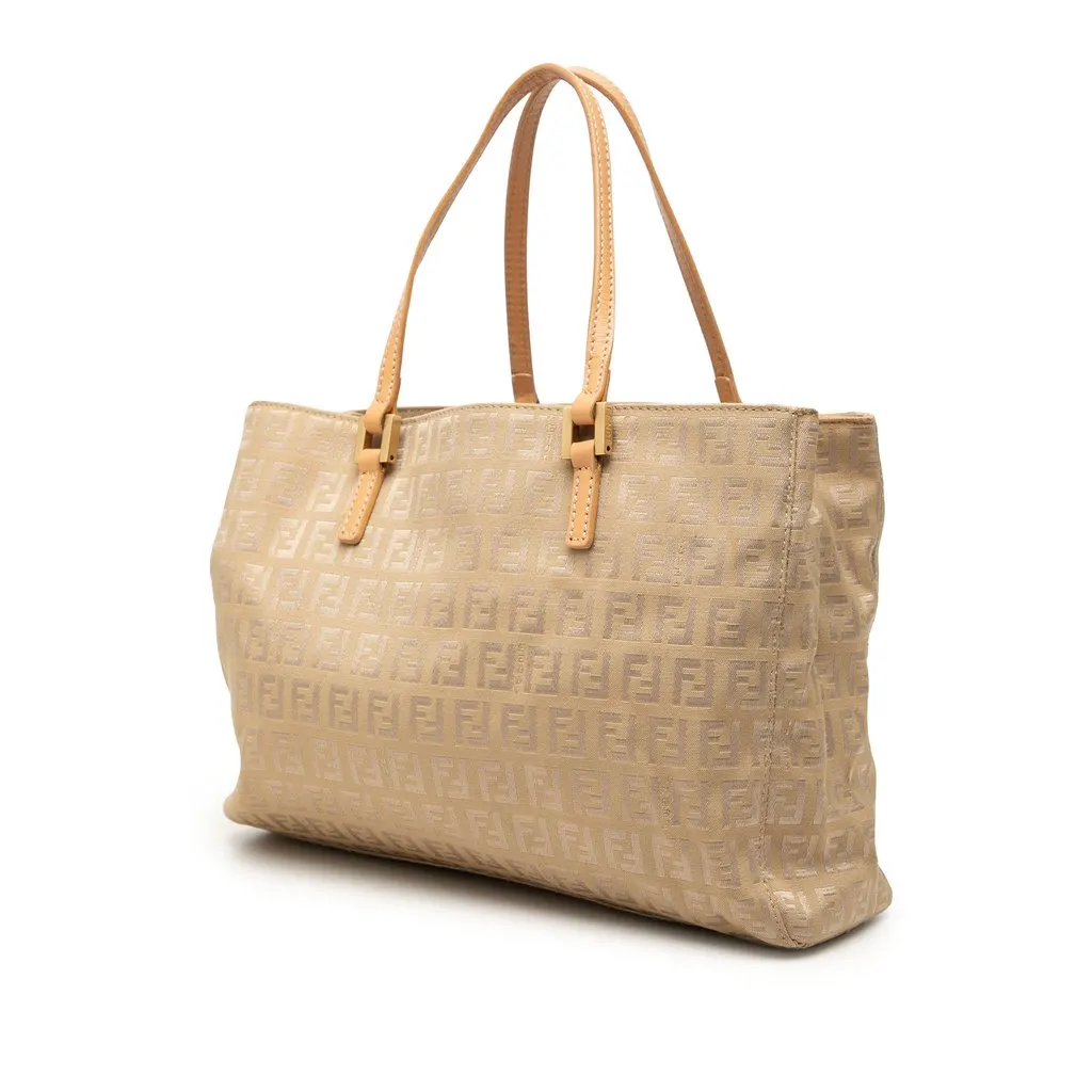 Fendi Zucchino Canvas Shopping Tote Beige Very good - Back View