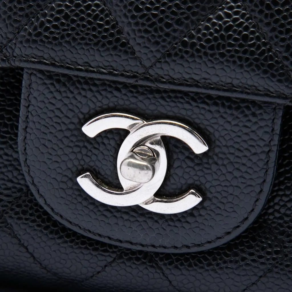 Chanel Jumbo Classic Caviar Double Flap Black Leather Very good - Box View