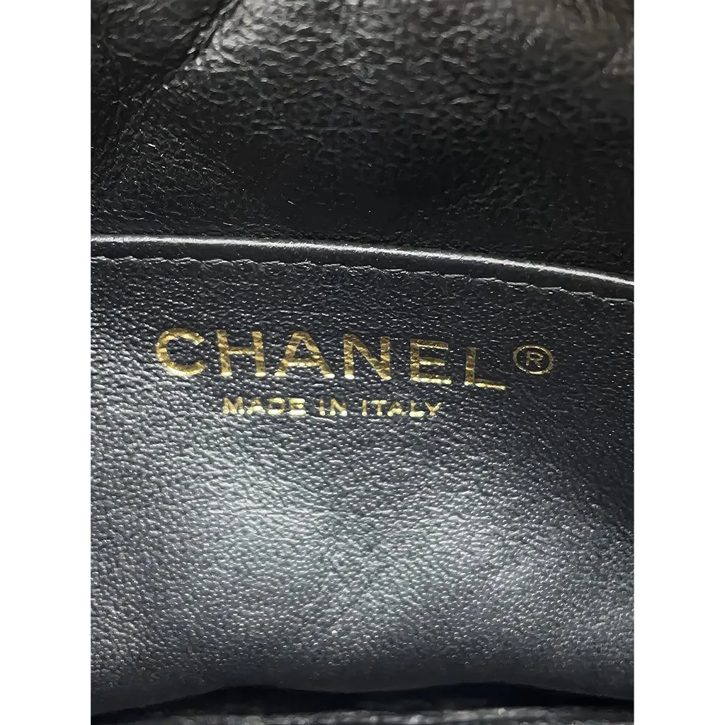 Chanel Small CC Quilted Lambskin Camera Case Black Leather Good - Box View