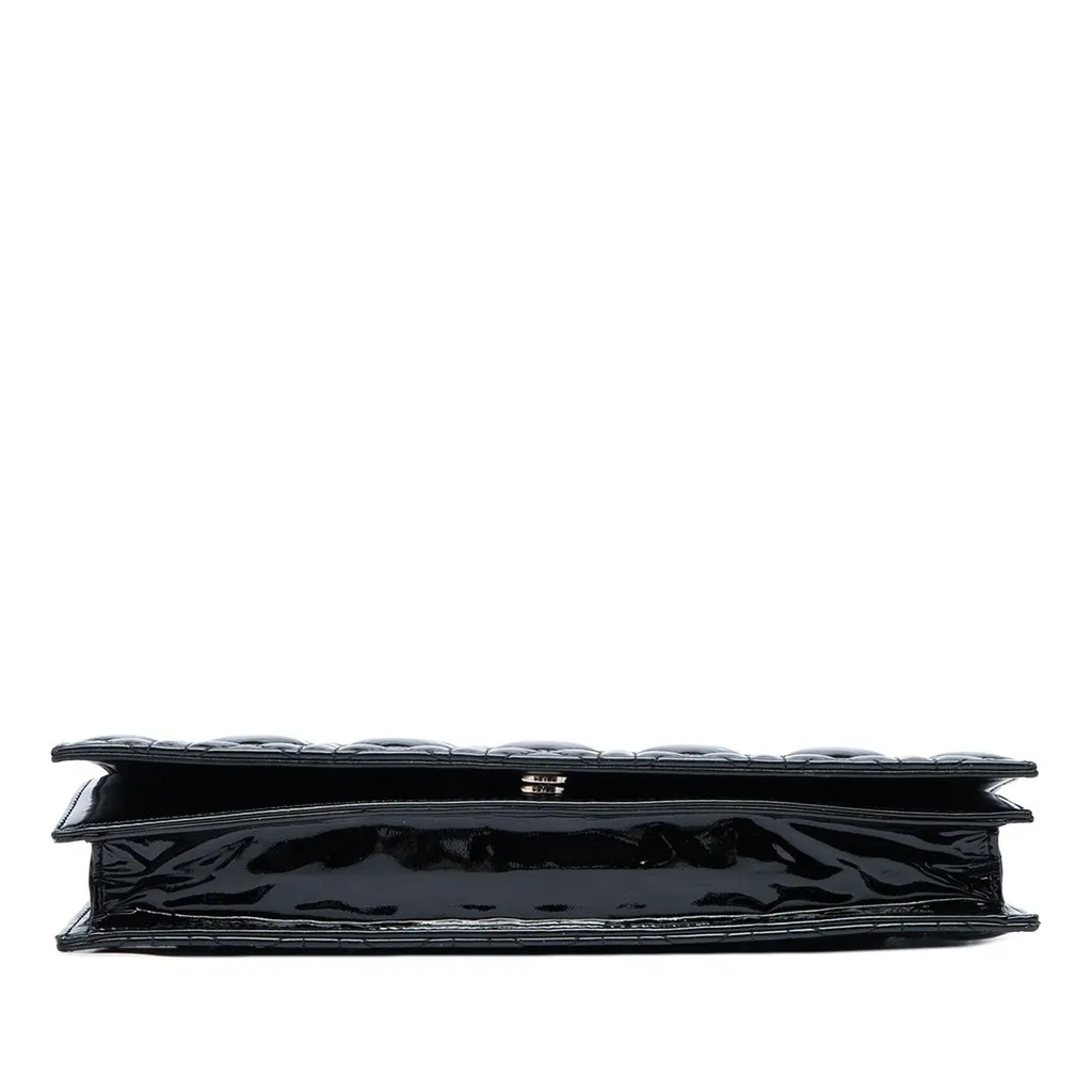 Dior Patent Cannage Lady Dior Clutch with Chain Black Leather Good - Inside View