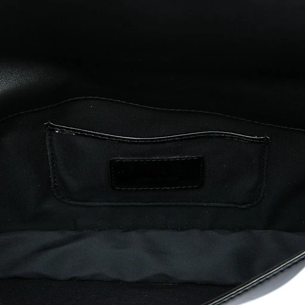 Dior Patent Cannage Lady Dior Clutch with Chain Black Leather Good - Model View