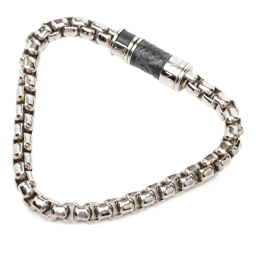 Louis Vuitton Brass Monogram Eclipse Chain Bracelet Silver Metal Very good - Back View
