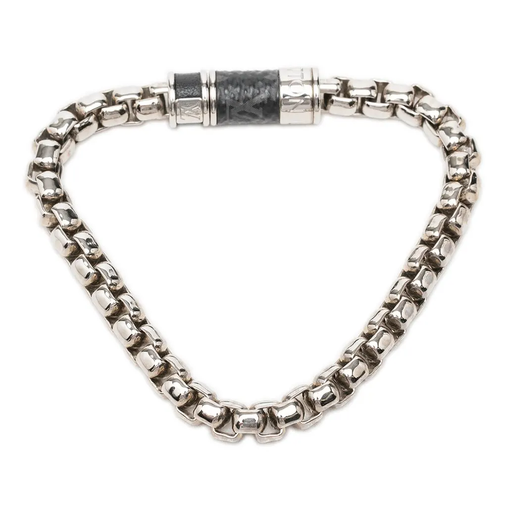 Louis Vuitton Brass Monogram Eclipse Chain Bracelet Silver Metal Very good - Inside View