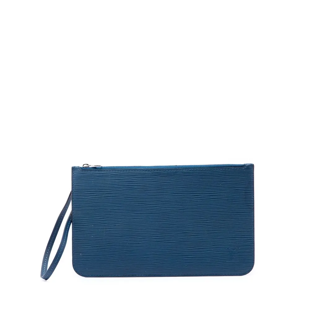 Louis Vuitton Epi Neverfull Pochette Blue Leather Good - Front View