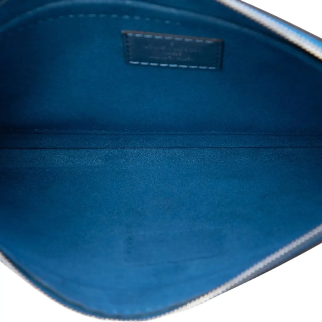 Louis Vuitton Epi Neverfull Pochette Blue Leather Good - Model View