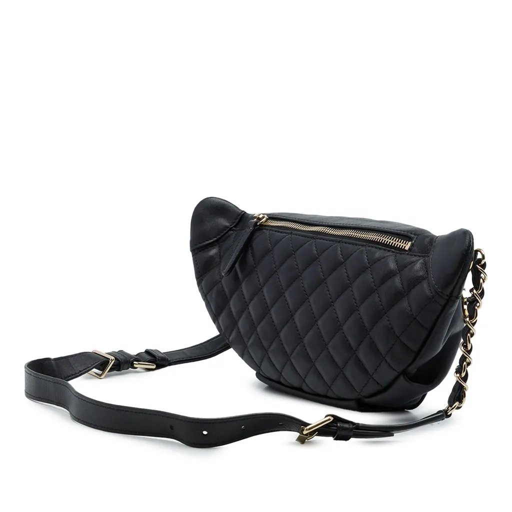 Chanel Quilted Lambskin Classic Bi Waist Bag Black Leather Very good - Back View