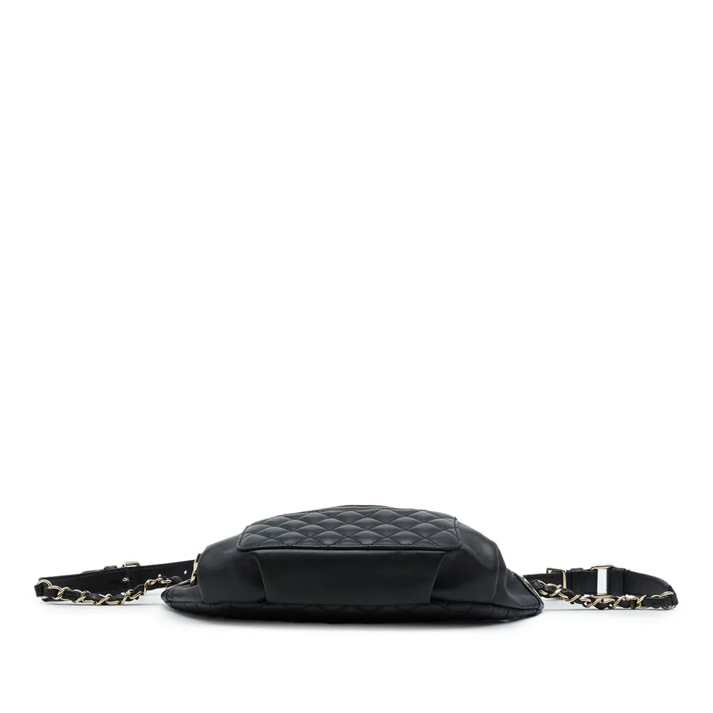 Chanel Quilted Lambskin Classic Bi Waist Bag Black Leather Very good - Inside View