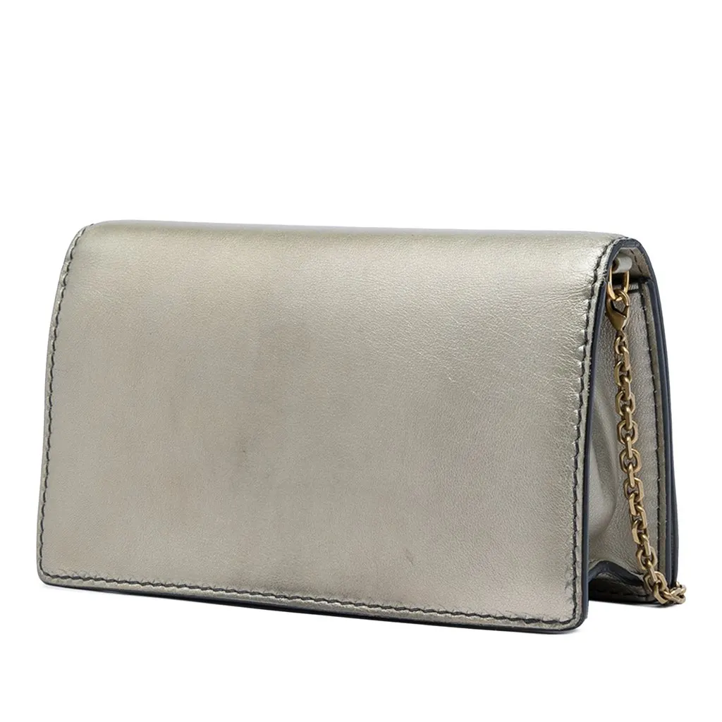 Dior Metallic Calfskin JAdior Clutch with Chain Silver Leather Very good - Back View