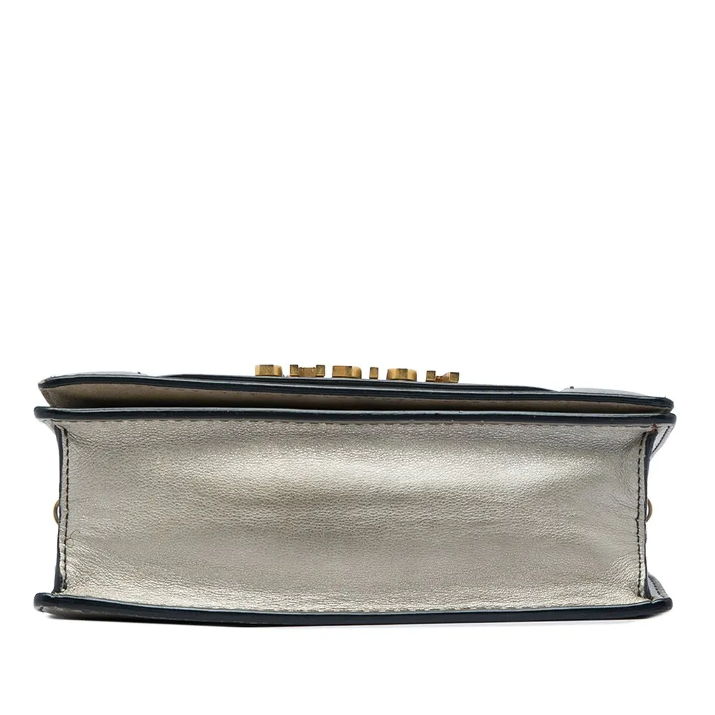 Dior Metallic Calfskin JAdior Clutch with Chain Silver Leather Very good - Inside View