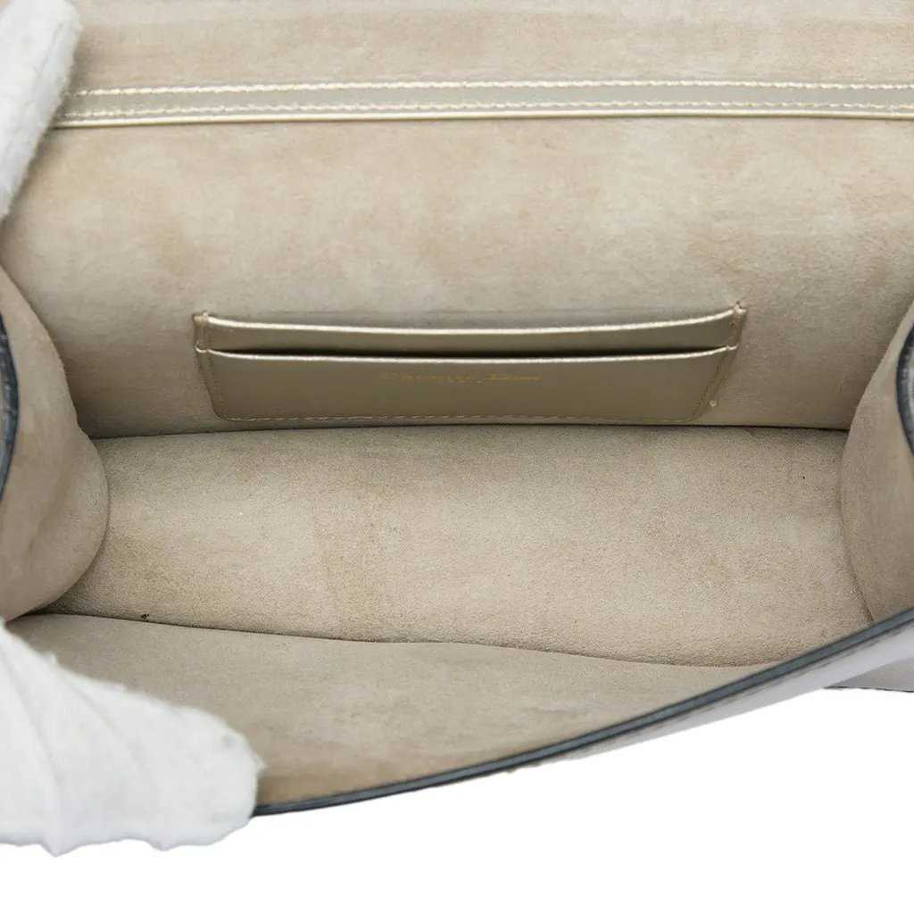 Dior Metallic Calfskin JAdior Clutch with Chain Silver Leather Very good - Model View
