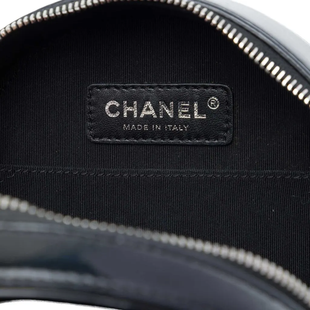 Chanel CC Patent Round as Earth Bag Black Leather Very good - Box View