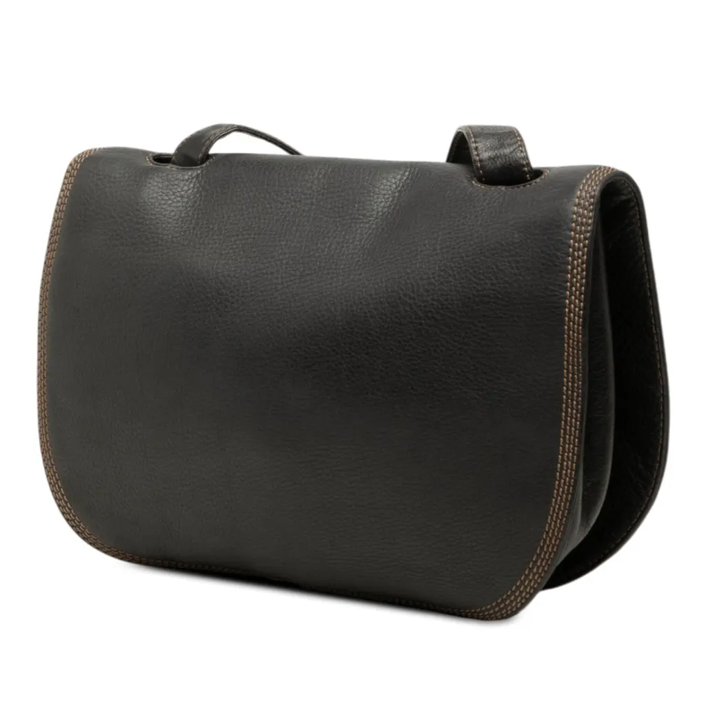 LOEWE Leather Anagram Flap Crossbody Black Leather Very good - Back View