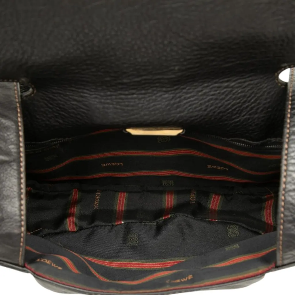 LOEWE Leather Anagram Flap Crossbody Black Leather Very good - Model View