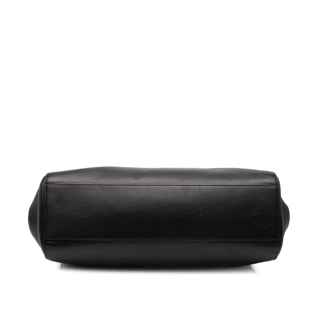 Gucci Medium Leather Bamboo Nymphaea Satchel Black Leather Good - Inside View