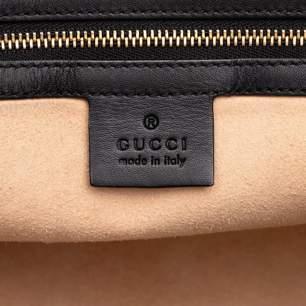 Gucci Medium Leather Bamboo Nymphaea Satchel Black Leather Good - Box View