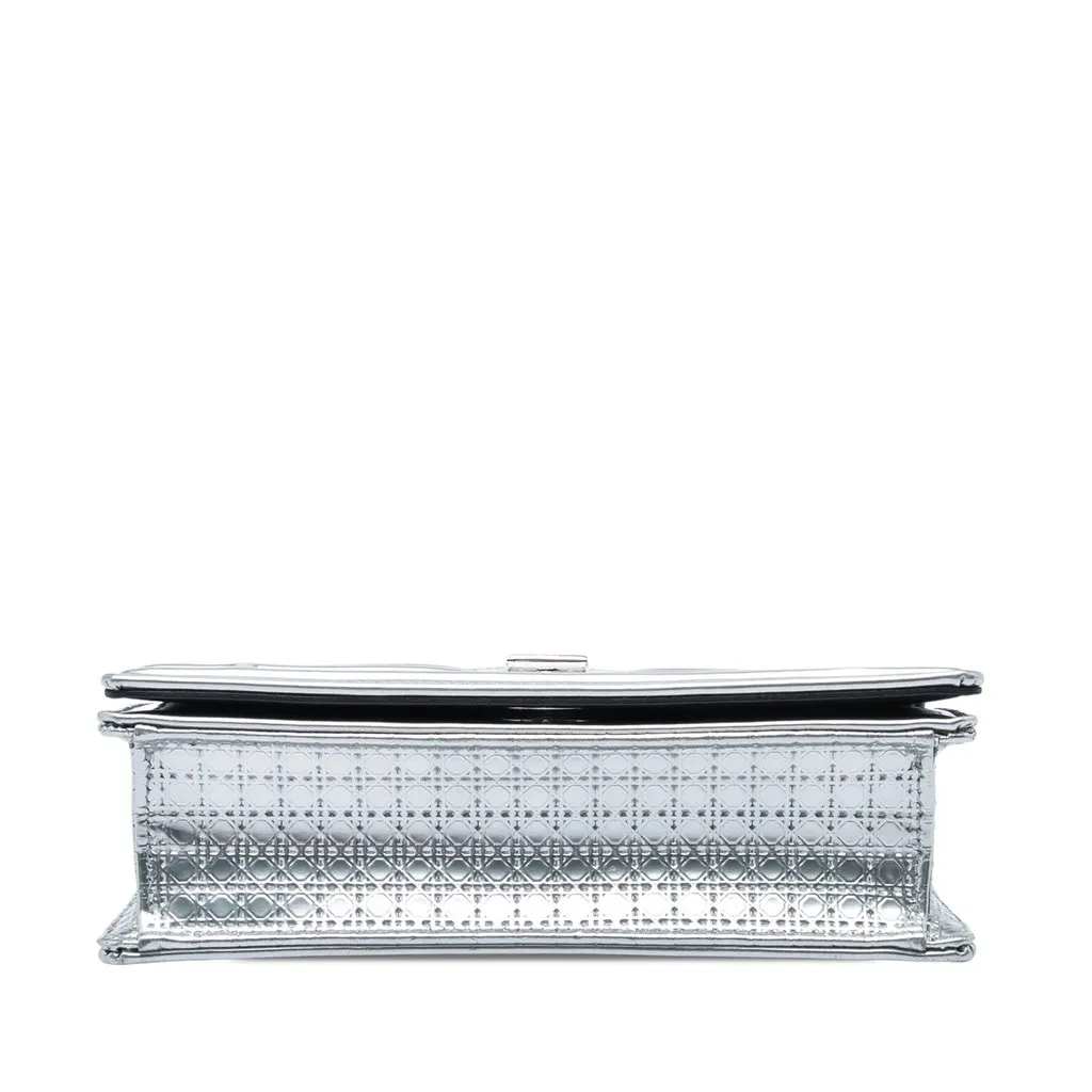 Dior Mini Metallic Patent Microcannage Diorama Flap Silver Leather Very good - Inside View