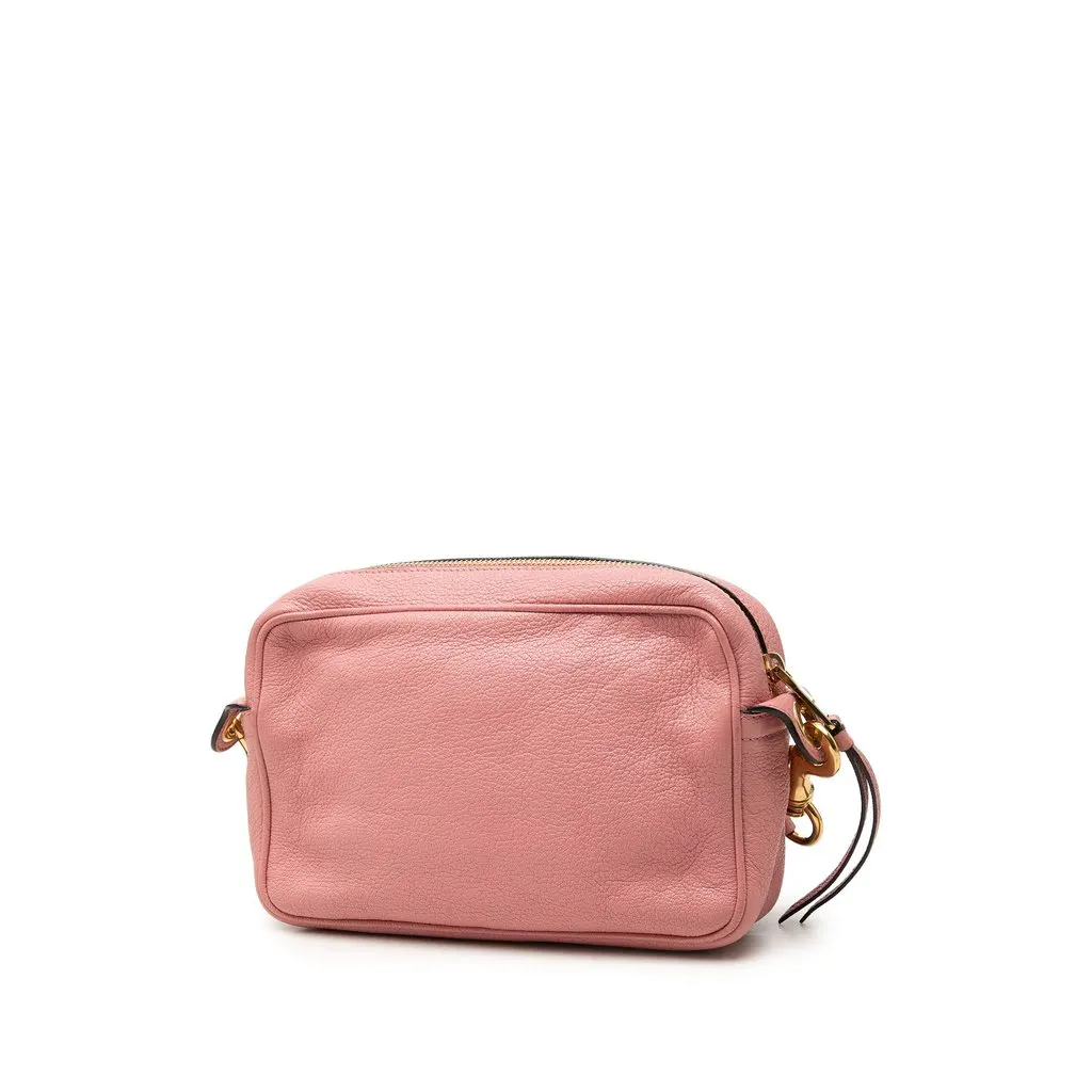 Miu Miu Goatskin Madras Camera Bag Pink Leather Very good - Back View