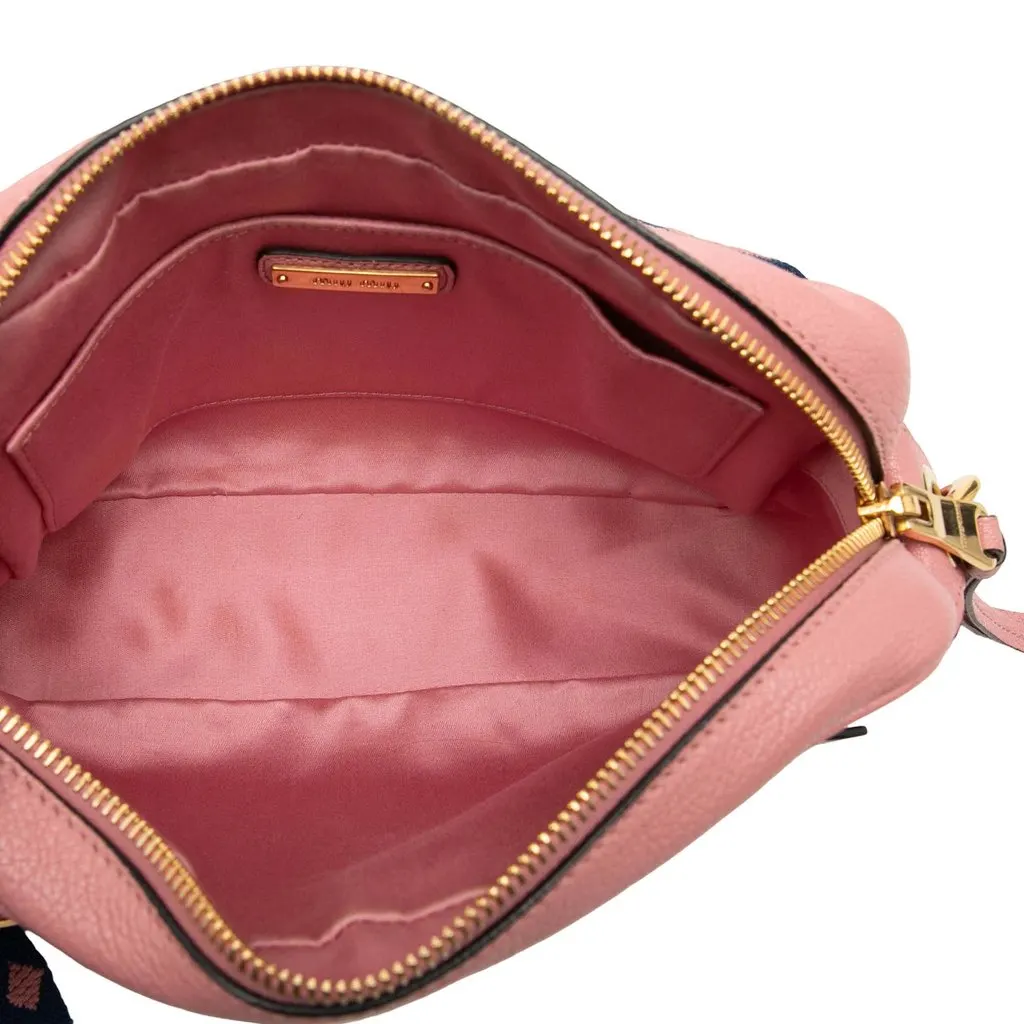 Miu Miu Goatskin Madras Camera Bag Pink Leather Very good - Model View