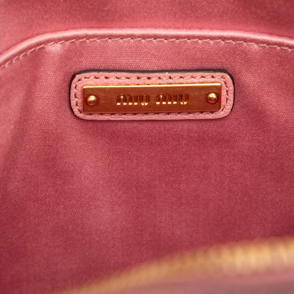 Miu Miu Goatskin Madras Camera Bag Pink Leather Very good - Box View