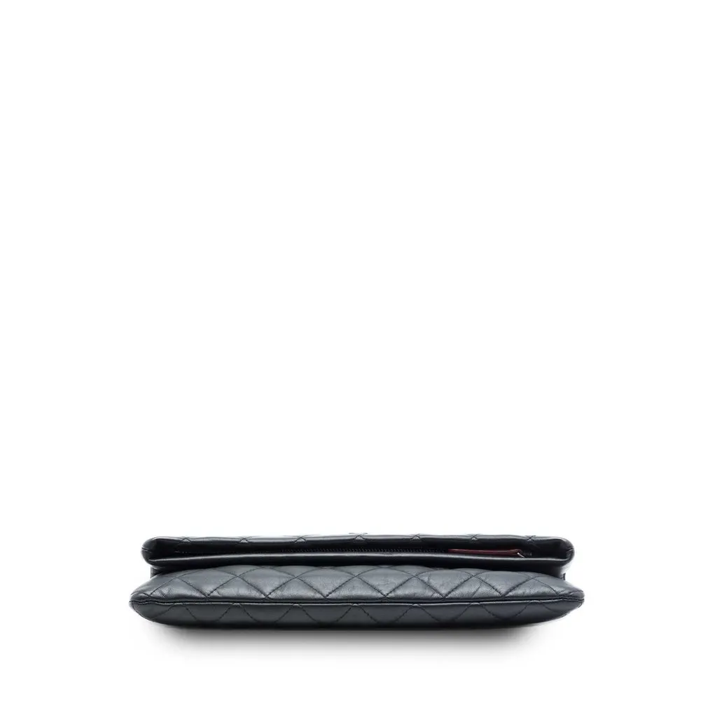 Chanel Quilted Lambskin CC Beauty Foldover Clutch Black Leather Very good - Inside View