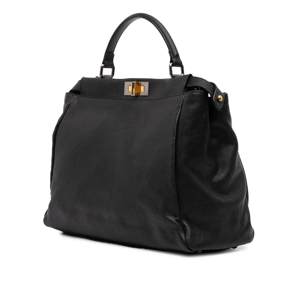 Fendi Large Goatskin Peekaboo Iconic Satchel Black Leather Very good - Back View