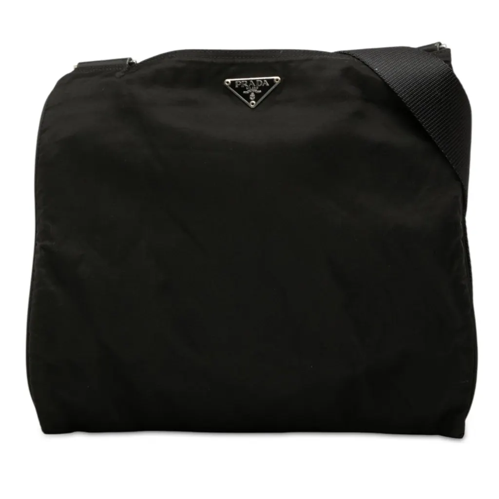 Prada Tessuto Zip Top Crossbody Black Very good - Front View