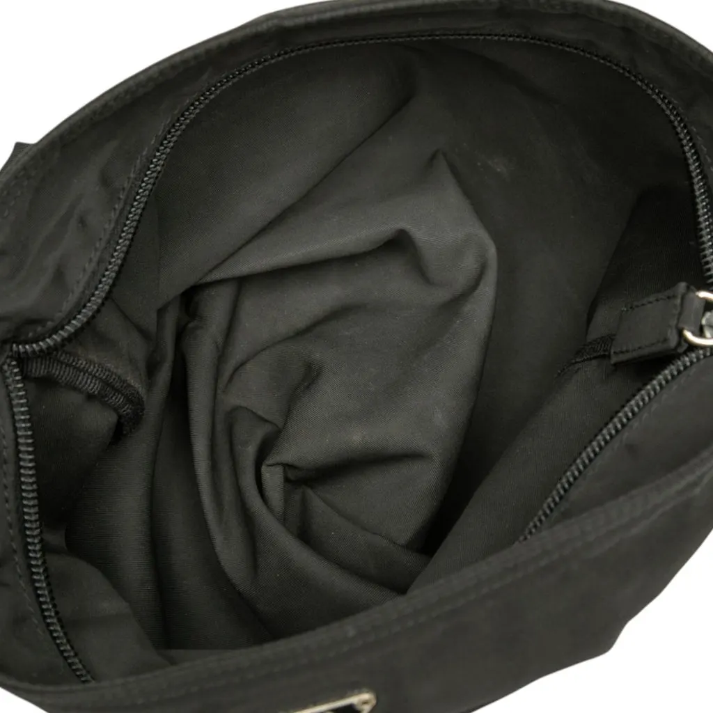 Prada Tessuto Zip Top Crossbody Black Very good - Model View