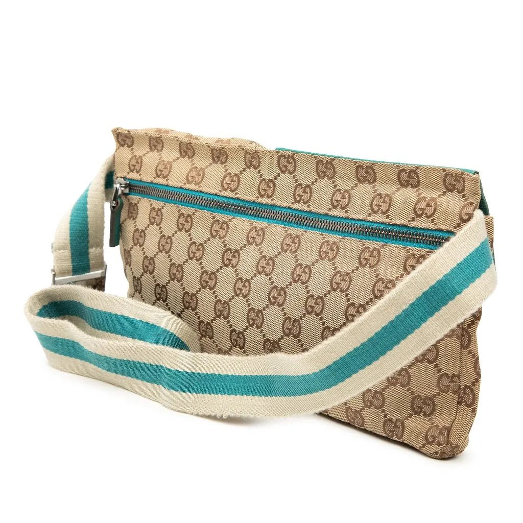 Gucci GG Canvas Web Double Pocket Belt Bag Beige Very good - Back View