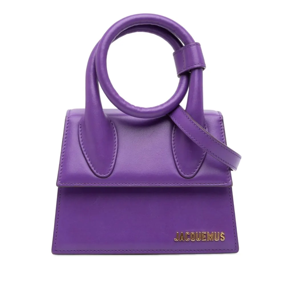 Jacquemus Leather Le Chiquito Noeud Purple Leather Good - Front View