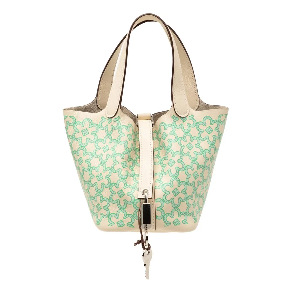 Hermès Micro Swift Lucky Daisy Picotin Lock 14 White Leather Very good - Front View