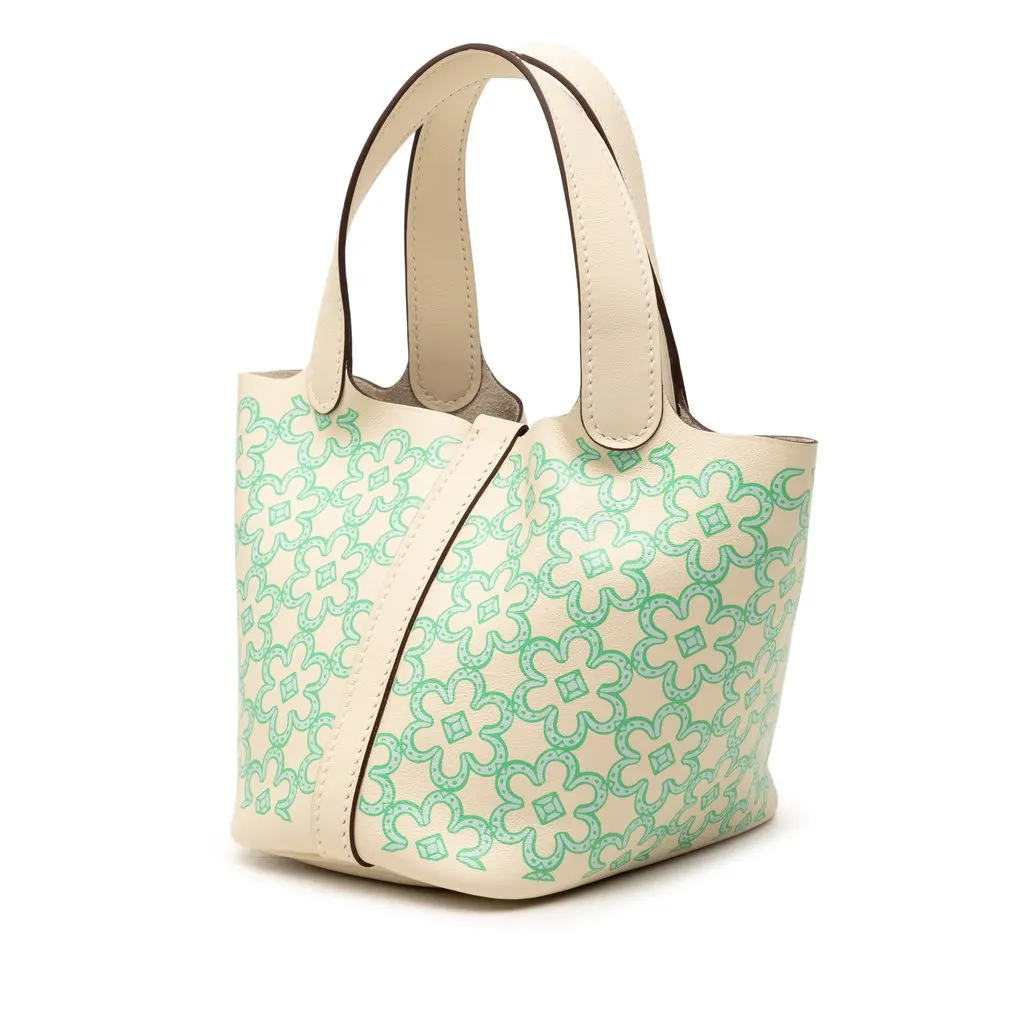 Hermès Micro Swift Lucky Daisy Picotin Lock 14 White Leather Very good - Back View