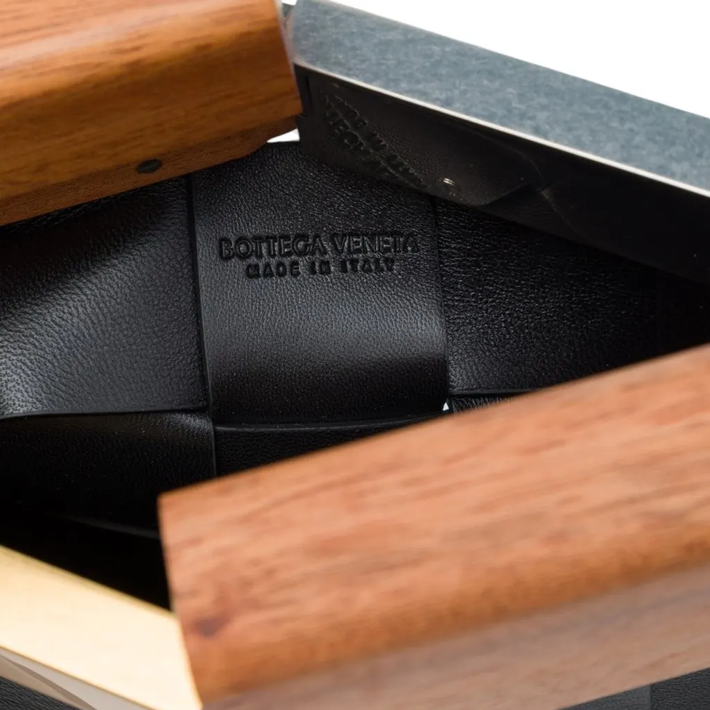Bottega Veneta Lambskin Maxi Intrecciato The Snap Clutch Black Leather Very good - Box View
