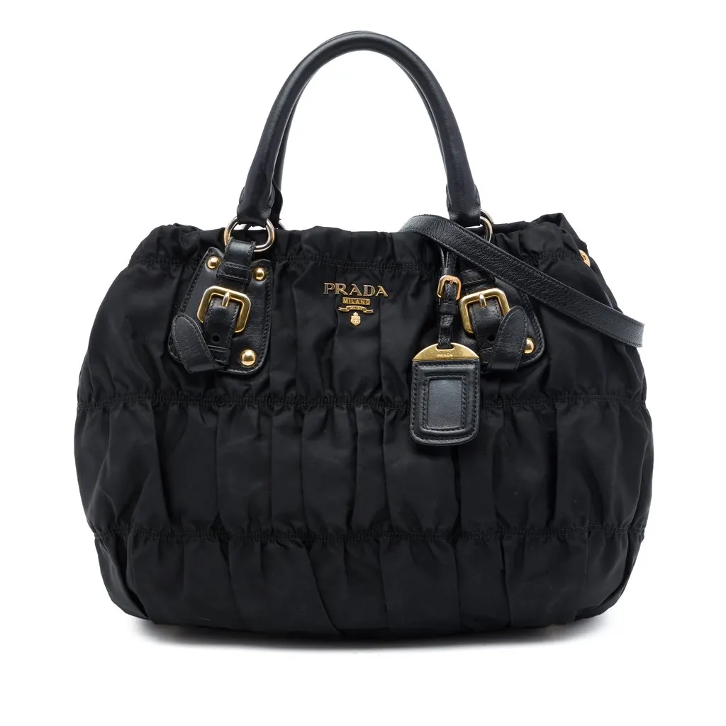 Prada Tessuto Gaufre Satchel Black Polyamide Good - Front View