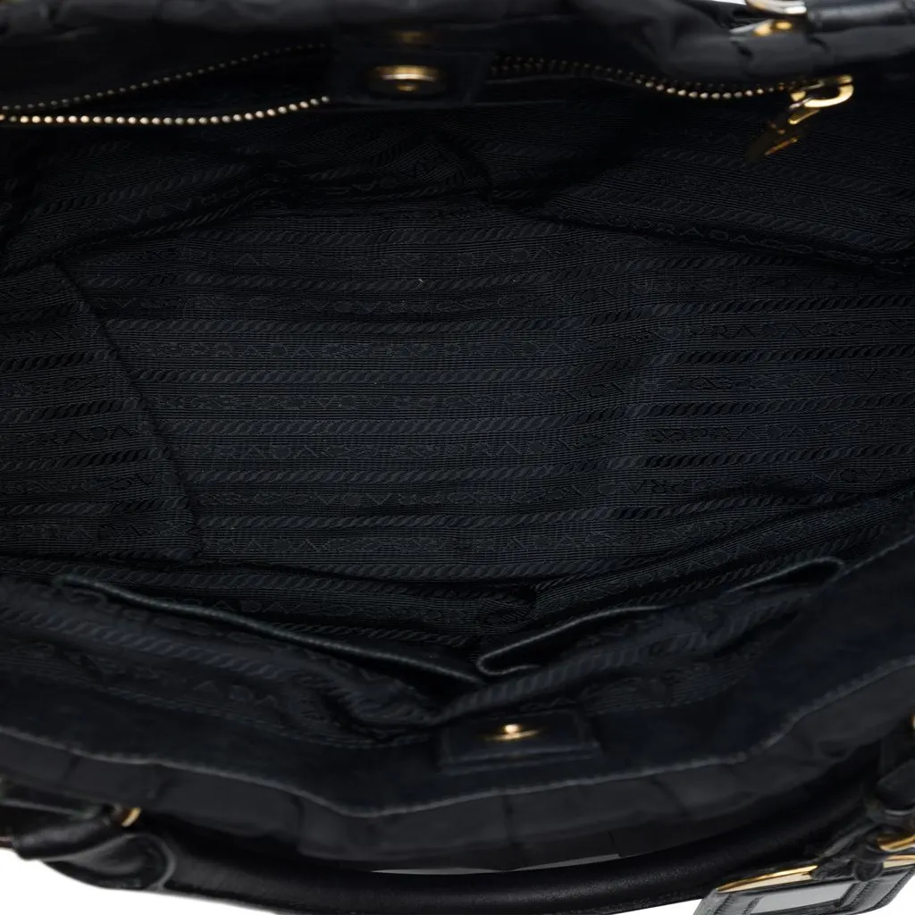 Prada Tessuto Gaufre Satchel Black Polyamide Good - Model View