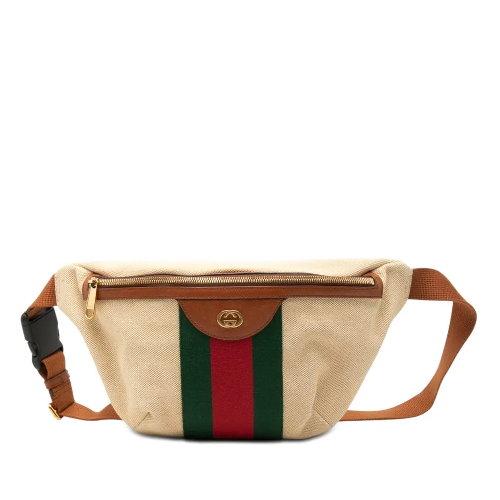 Gucci Canvas Web Belt Bag Beige Very good - Front View