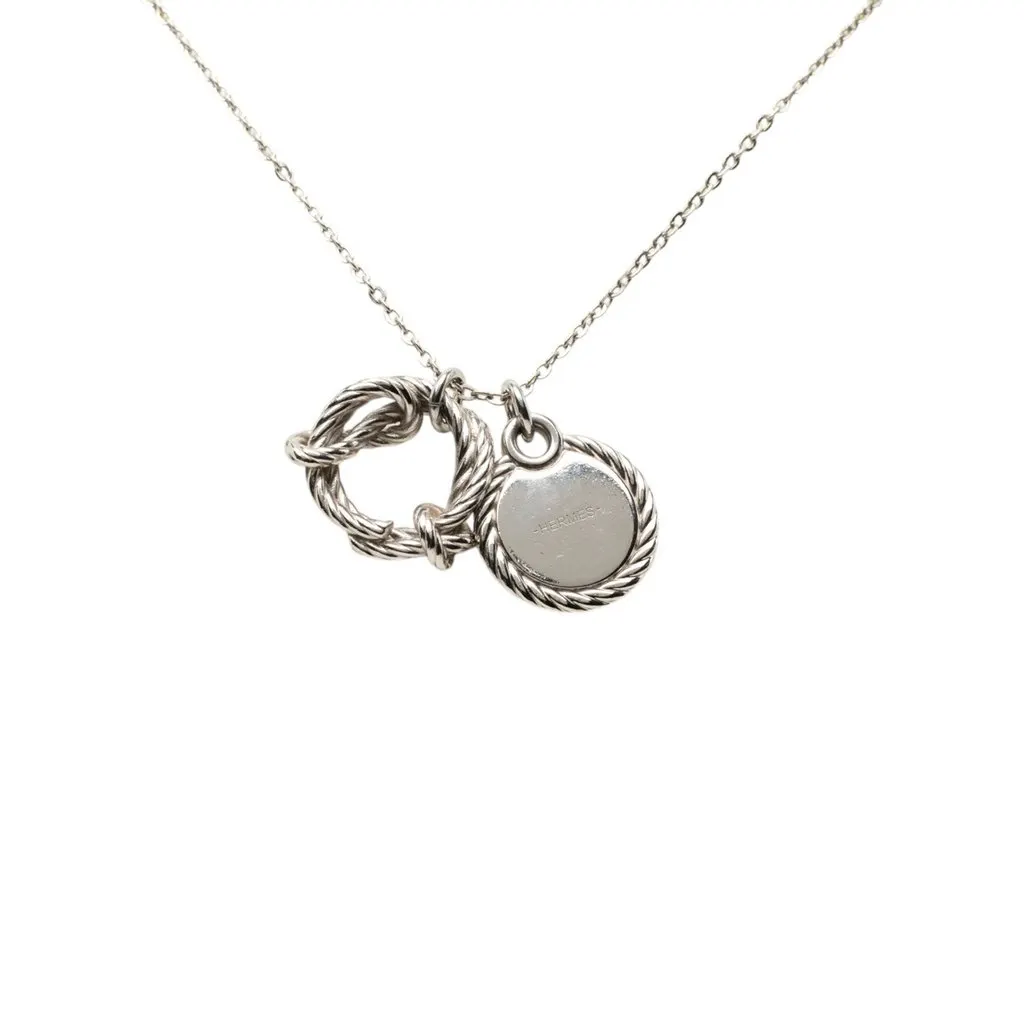 Hermès Palladium Plated Cordage Rope Pendant Necklace Silver Metal Very good - Inside View