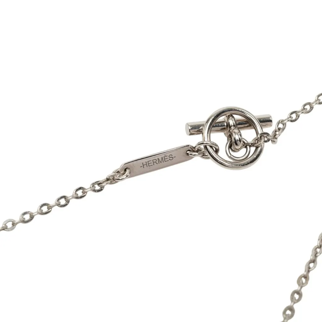 Hermès Palladium Plated Cordage Rope Pendant Necklace Silver Metal Very good - Box View