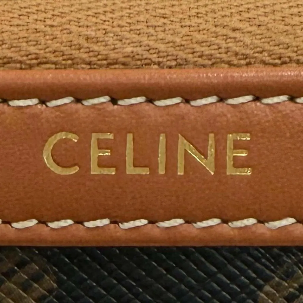 Celine Small Triomphe Coated Canvas and Calfskin Cosmetic Pouch Brown Very good - Box View