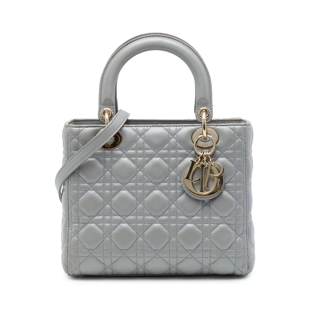 Dior Medium Pearlescent Lambskin Cannage Lady Dior MultiColor Leather Very good - Front View