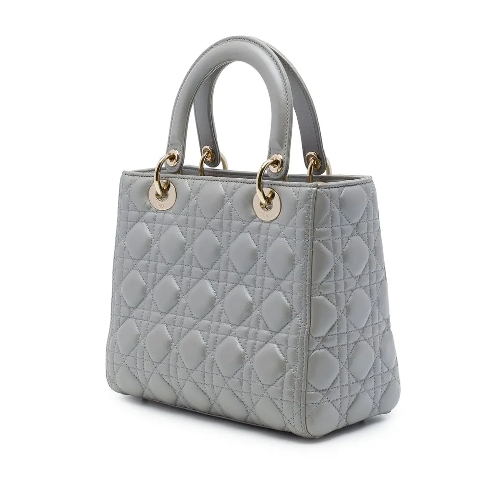 Dior Medium Pearlescent Lambskin Cannage Lady Dior MultiColor Leather Very good - Back View
