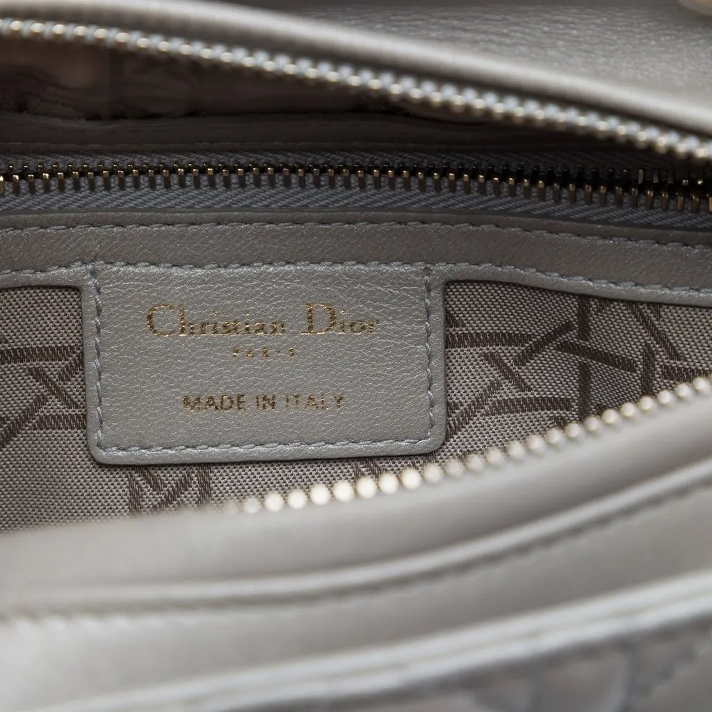 Dior Medium Pearlescent Lambskin Cannage Lady Dior MultiColor Leather Very good - Box View