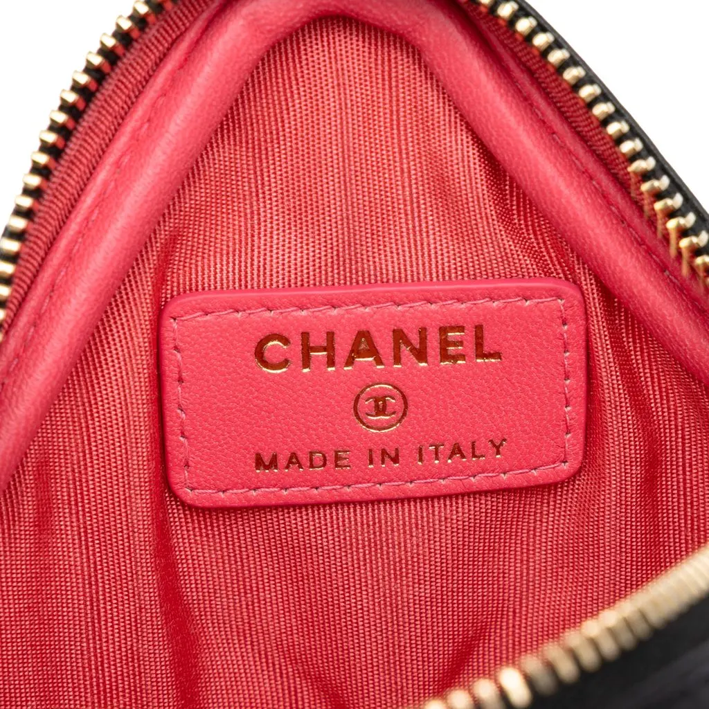 Chanel CC Quilted Lambskin Diamond Clutch with Chain Black Leather Good - Box View