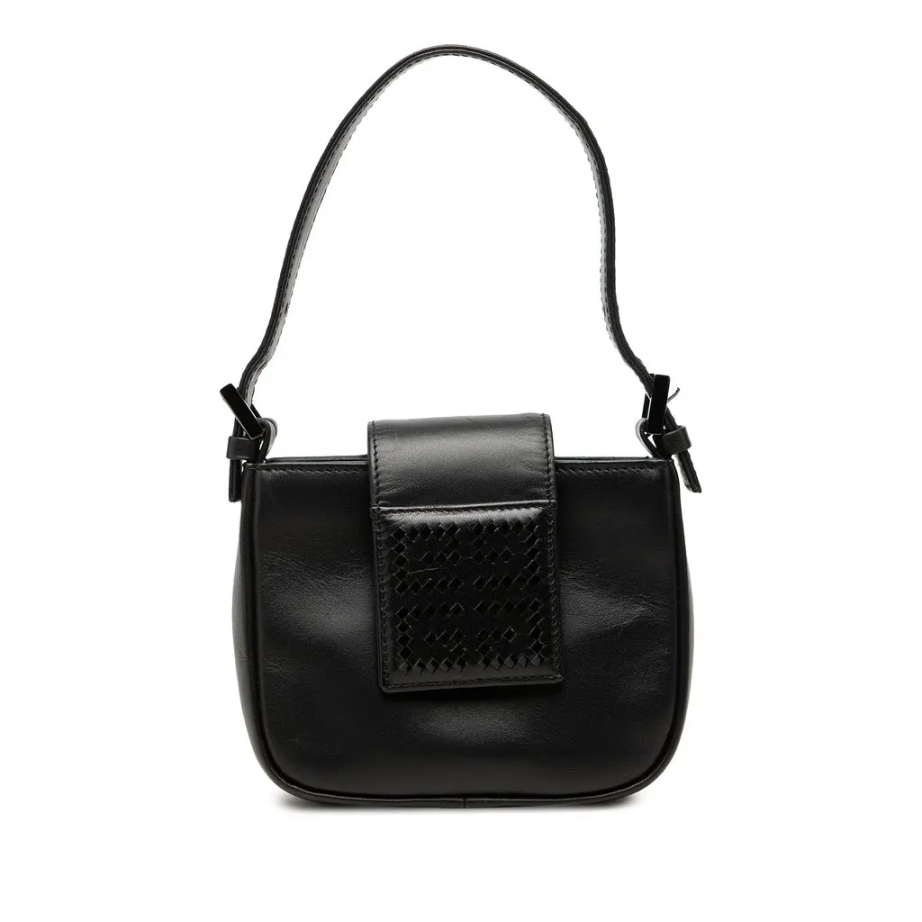 Givenchy Mini Calfskin Textured Logo Handbag Black Leather Very good - Front View